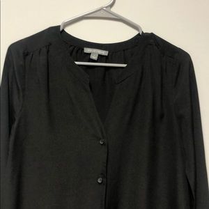 Black button down v-neck blouse sz S Tinley Road
